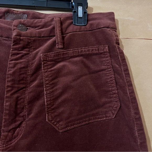 Mother | The Patch Pocket Roller Skimp Wide Leg Corduroy Rum Russian Size 31 - Picture 6 of 14
